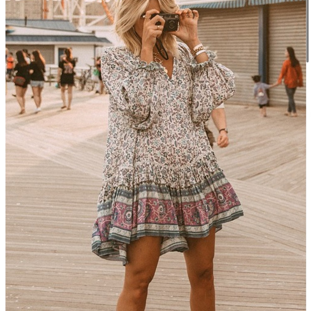 Spell & The Gypsy Dahlia Tunic Dress Dusty Blue - Picture 5 of 10